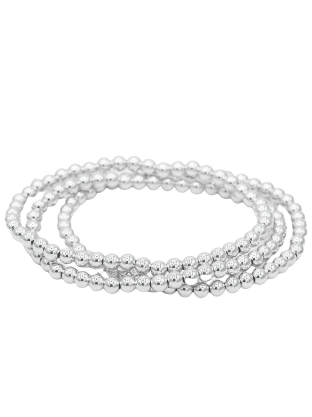 3 Hand Crafted Sterling Silver Beaded Bracelets 6mm